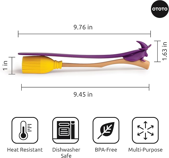 OTOTO Spatula and Pastry Brush - Silicone Heat Resistant and Basting Brush, Cooking and Baking Spatula, Spooky Witchy Gifts, Gothic Kitchen Halloween Gifts, Unique Kitchen Gadgets (Witchin) - Image 5