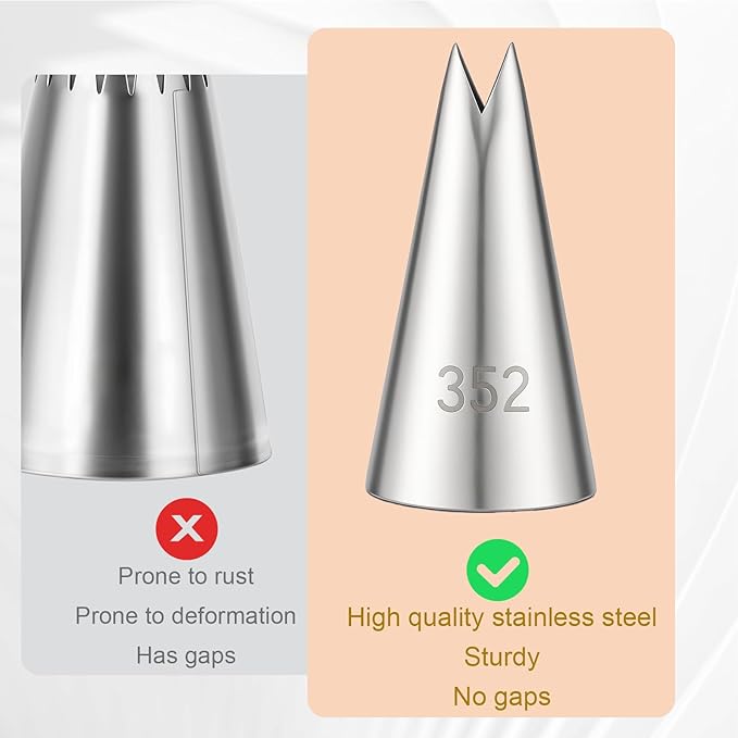 3 Pcs Leaf Piping Tip for Cake Decorating Stainless Steel Icing Piping Nozzles Cake Decorating Tube Tips Set for DIY Baking Tools Cakes Decoratings Pastry Fondant Elegant Floral Designs with converter