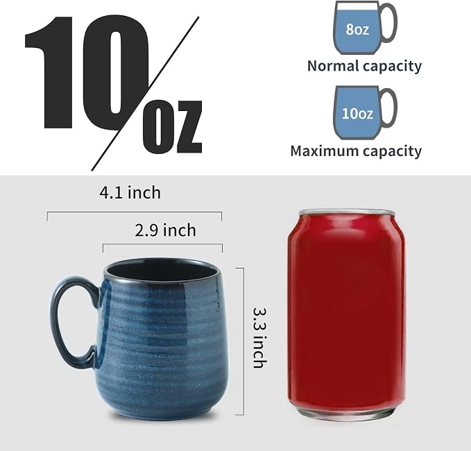 Hasense Small Coffee Mugs 8 oz, Ceramic Cappuccino Cups Set of 4, Espresso Mug with Handle for Latte, Tea, Milk and Mocha, Mini Cups for Gift, Dishwasher & Microwave Safe, Blue - Image 2