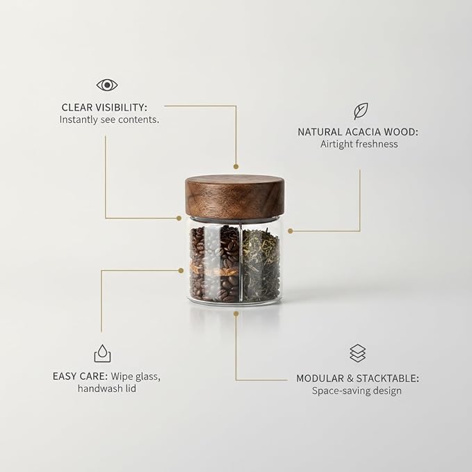 Clear Glass Storage Jar with Acacia Wood Lid - Kitchen Canister for Pantry Organization, Countertop Display, and Dry Food Storage - Image 5
