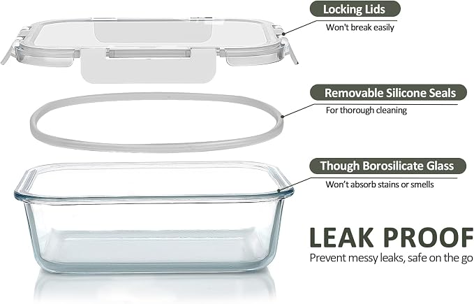 30 Pieces Glass Food Storage Containers with Upgraded Snap Locking Lids,Glass Meal Prep Containers Set - Airtight Lunch Containers, Microwave, Oven, Freezer and Dishwasher Friendly (White) - Image 3