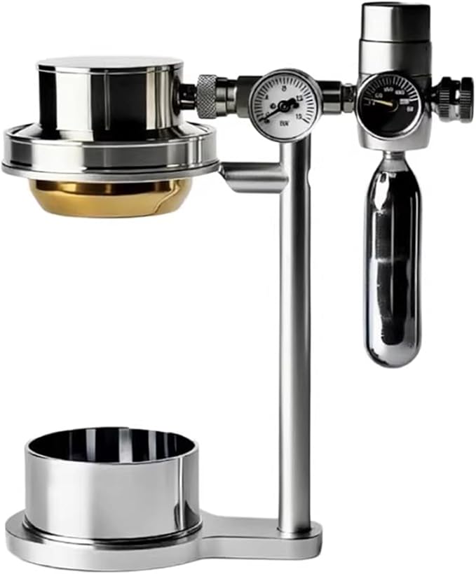Pneumatic Espresso Machine, Portable Stainless Steel Coffee Maker with Pressure Gauge & Relief Valve for Home, Camping by Unknown