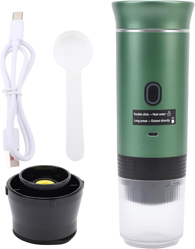 Zunate Portable Capsules Coffee Maker with 20 Bar Pump, 3 in 1 Automatic 72W Ground Coffee Machine for Travel Home Office with 120ML Cup, Gray (Green) - Image 6
