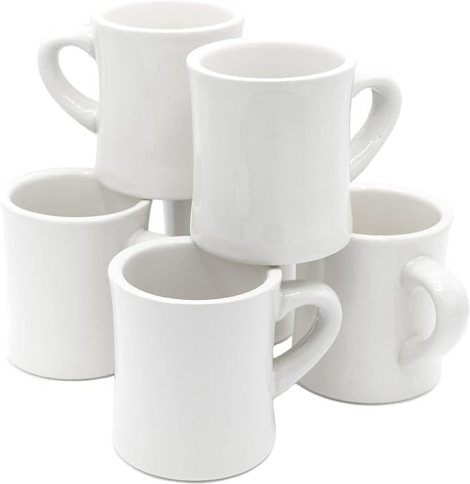 COLETTI Diner Coffee Mugs — Restaurant Coffee Mugs, Retro Coffee Mug – Sturdy & Heavy Diner Mug – Nostalgia in Every Sip [White, 11 oz, Set of 6] - Image 8