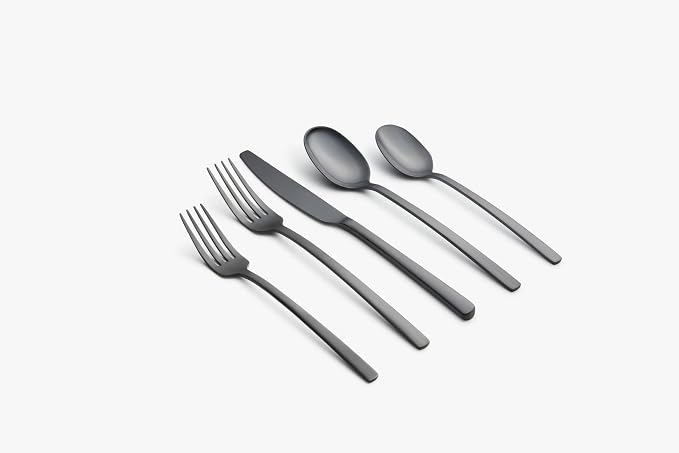 Cambridge Silverware Set, Beacon Black Satin 45-Piece Flatware Set, Service For 8, 18/0 Stainless Steel, Dishwasher Safe, Flatware Cutlery Sets, Utensils, Knives Spoons And Forks (Black, 45 Pieces) - Image 3