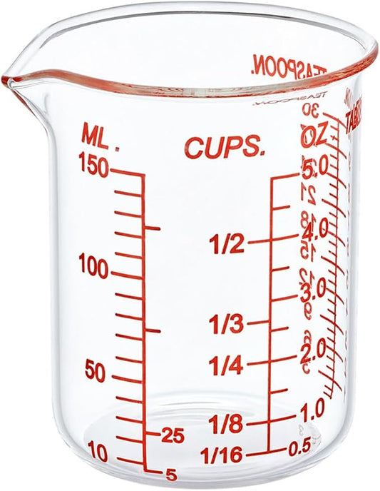 High Borosilicate Glass Measuring Cup-V-Shaped Spout，Glass Measuring Beaker for Kitchen or Restaurant, Easy to Read, 150 ML (5 Oz)-Single by AckersBORO33