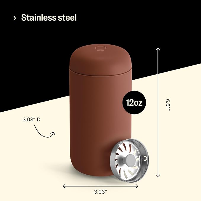 Fellow Carter Move Ceramic Lined Travel Coffee Mug 12 oz Stainless Steel | No Metallic Taste Coffee Tumbler, Leak-Proof Lid, Dishwasher Safe, Hot 12Hr Cold 24Hr, BPA-Free, Fits Cup Holders, Sienna - Image 4