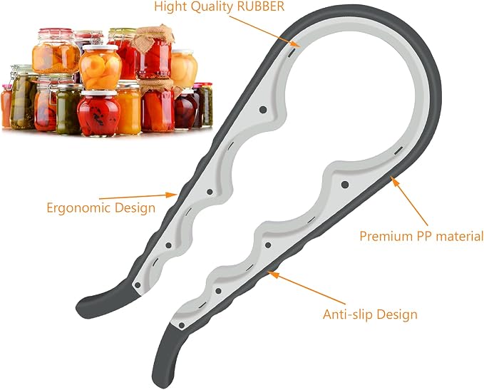 Jar Opener Bottle Opener for Weak Hands, 5 in 1 Multi-Function Can Opener Bottle Opener Kit with Silicone Handle Easy to Use for Children, Elderly and Arthritis Sufferers (White) - Image 4