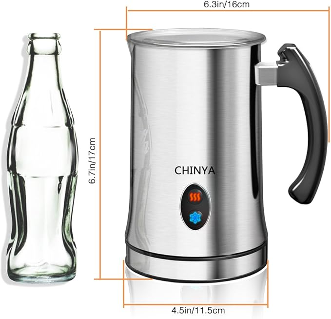 Milk Frother, Electric Milk Frother & Steamer for Latte, Cappuccino, Hot Chocolate, Automatic Milk Foamer with Hot and Cold Milk Functionality, Stainless Steel, Strix Control (silver)