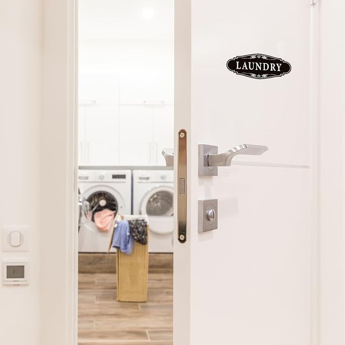 Laundry Room Door Sign for Business and Home，Self-adhesive Waterproof Cute Laundry Room Door Sticker Decals for House, Apartment, Hotel Laundromat Decor（Black） - Image 6