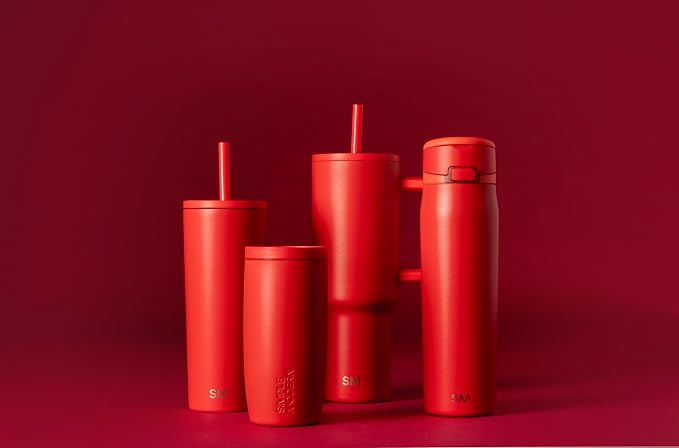 Simple Modern Insulated Travel Coffee Mug 360° Lid | 16oz | Red | Voyager Ceramic-Lined Insulated Stainless Steel Coffee Tumbler, Iced Coffee Cup, Mug with Lid | Fits Cupholder, Rudolf - Image 2