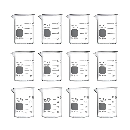 PYREX Griffin Borosilicate Glass Beaker- Low Form Graduated Measuring Beaker with Spout– Premium Scientific Glassware for Laboratories, Classrooms or Home Use - PYREX Chemistry Glassware, 100mL, 12/Pk - Image 2