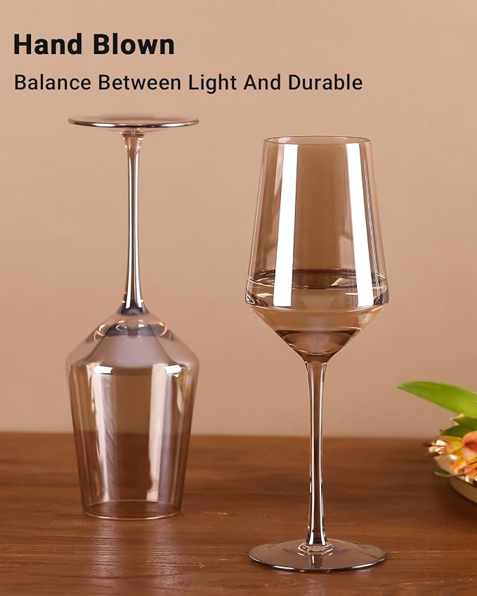 comfit Smokey Gray/Grey Wine Glasses Set of 6-14 oz Gray Kitchen Accessories, Unfading Color, Hand-blown Colored Wine Glasses - Gifts for Lovers, Mother's Day, Wedding, Birthday Gifts - Image 6