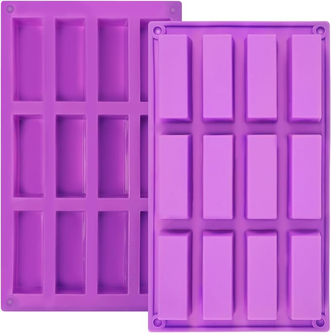 2 Pack Granola Bar Mold Silicone Mold,12 Cavity Rectangle Energy Bar Mold | Cereal Bar Molds for Ganache, Chocolate Bar, Truffles, Cheesecake by Goensjt