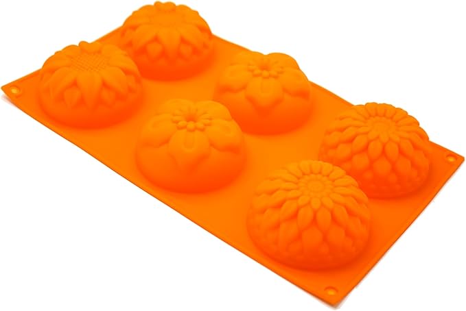 X-Haibei Round Flower Bath Soap Mold Glycerin Lotion Bar CP HP Cake Making Silicone Pan Supplies, Dia. 3inch, 4oz per Cell