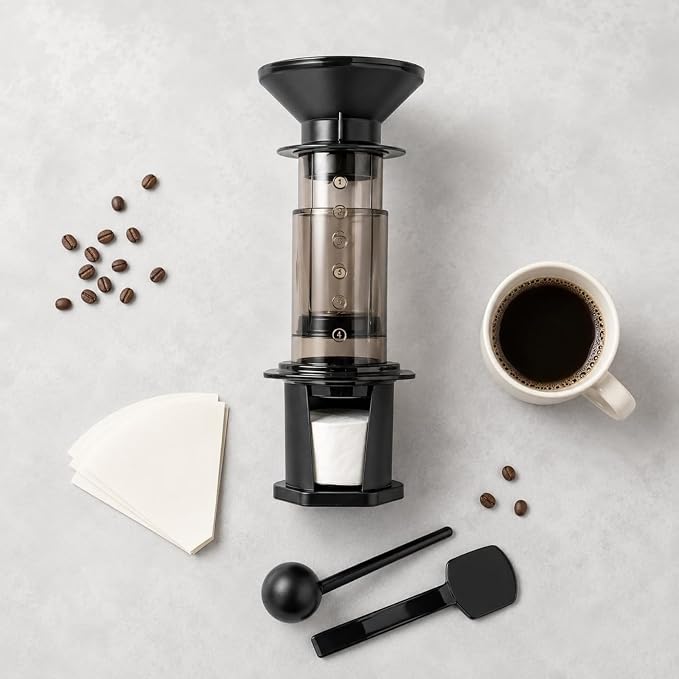 Maker Manual Coffee Brewer Design Transparent Chamber Flat Stand Visual Number Steps Suitable for Domestic Use Home Countertop, Brown - Image 4