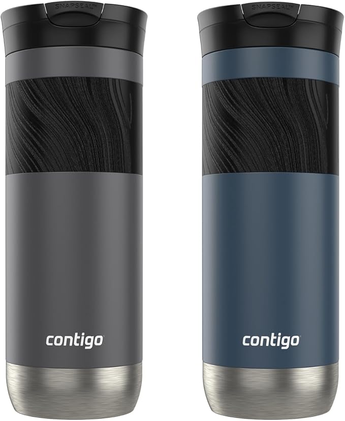 Contigo Byron 2.0 Stainless Steel Travel Mug with SNAPSEAL Lid and Grip, 20 oz, 2-Pack, Sake; Blueberry - Image 2