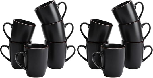 famiware Venus Coffee Mugs for 6, 14 oz Mug Set, Dringking Cup with Handle for Coffee, Tea, Cocoa, Milk, Matte Black (Pack of 2) by Famiware