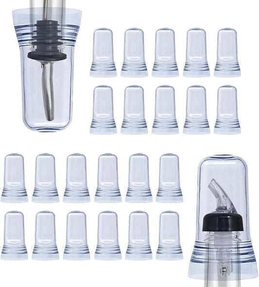 Esatto 24 Pieces Pour Spout Covers - Translucent Liquor Bottle Toppers, Universal Bottle Pour Dispenser, Liquor Bottle Covers Bottle Cover Dust for Home Kitchen Tools Supplies (Clear)