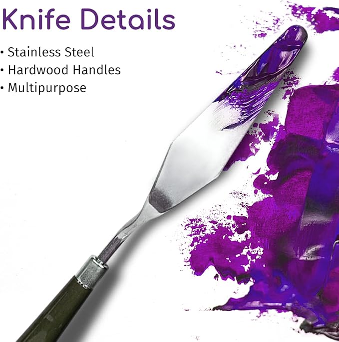 5 Pieces Stainless Steel Palette Spatula Set for Baking Arts and Crafts, Mixing Scraper Tool for Oil Acrylic Paint Cream Cake Icing