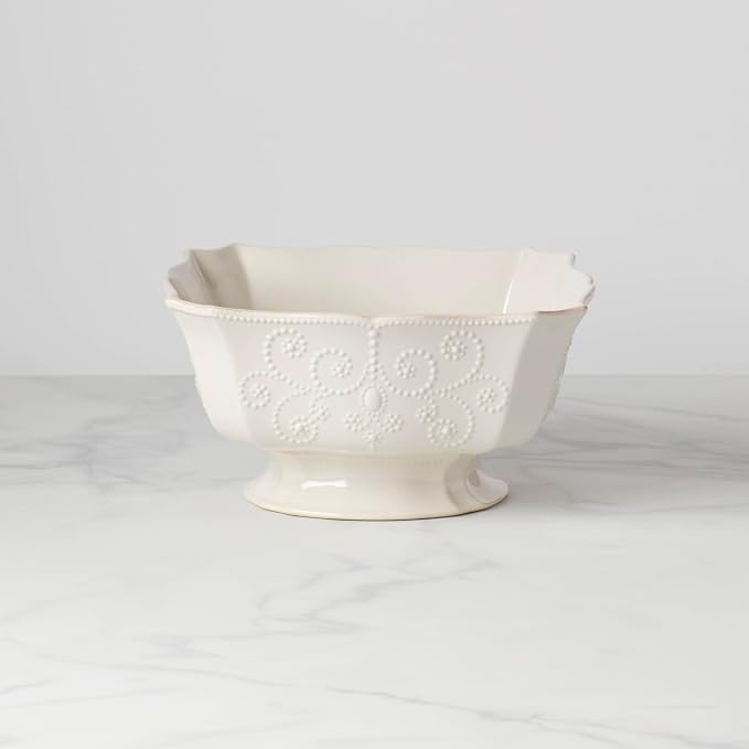Lenox French Perle White Stoneware Centerpiece Serving Bowl | dishwasher safe, microwave safe | large, for salad or fruit, gift for women, decorative bowl, fruit bowl - Image 2