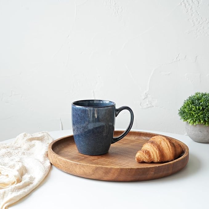 Bosmarlin Ceramic Coffee Mug Set of 4, 17 Oz, Coffee Cups with Big Handle, Microwave Safe, Unique Reactive Glaze (Deep Blue, 17 Oz) - Image 4