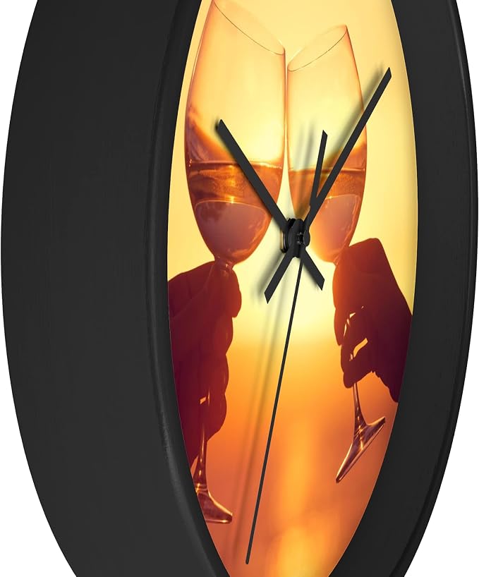 Mozingo ~ Wine Clock for Kitchen Bar Wall It's Wine O'clock Silent Time Gift Home Decor Made In USA, 10" (Hour Marks - None, Clock Frame Color - Black, Wine Theme #05) - Image 2