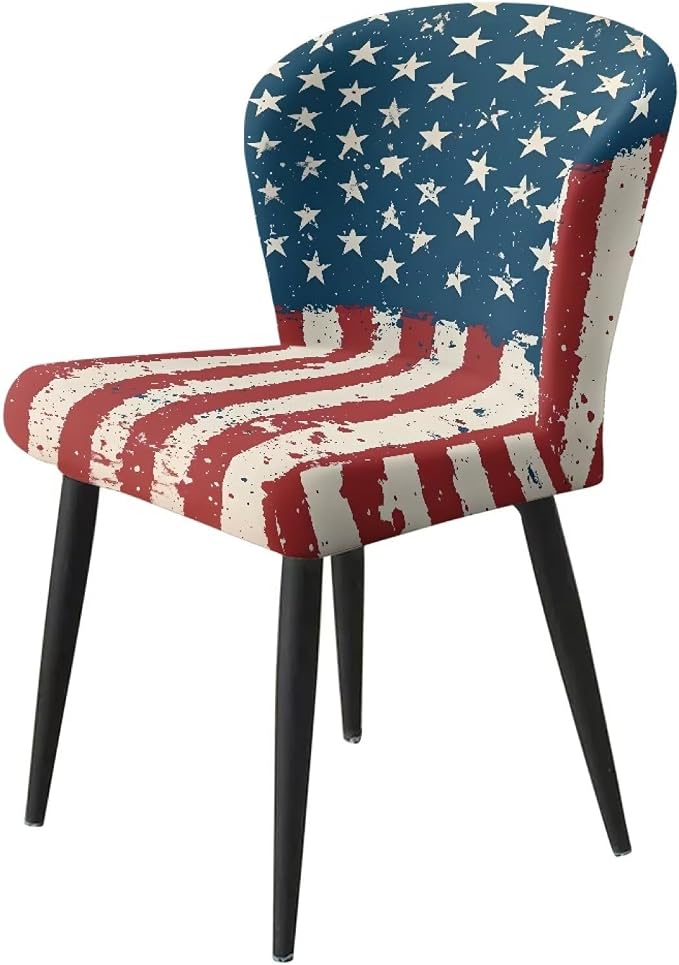 Vintage American Flag Bar Stools Set of 2 Bar Stool Slipcovers Green Leaf Non Slip Dining Chair Slipcover Swivel Chair Seat Covers Home Kitchen Furniture Protector - Image 3