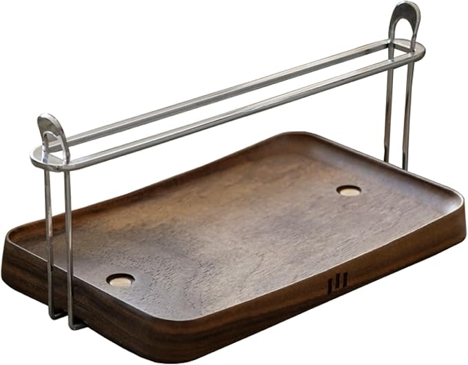 【SNYN】 Black Walnut & Stainless Steel Mechanical Tissue Box (8.66×4.49×3.74") - Auto Push-Down Mechanism, Artisan Hand-Polished & Laser Engraved Design for Modern Home Decor