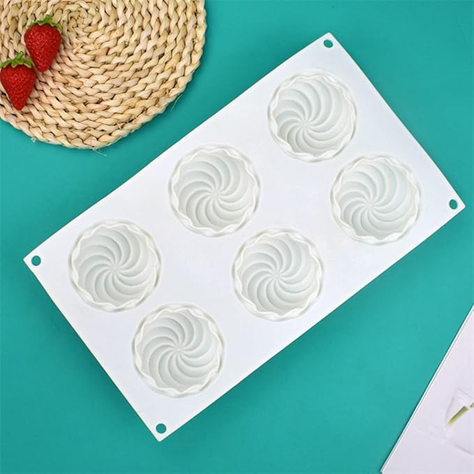 mostsom Spiral Shape Chocolate Candy Molds 6 Cavity Silicone Baking Mold Ice Cube Tray-Wedding,Festival,Parties and DIY Crafts (Spiral H1_11.8x7x1.4inch)
