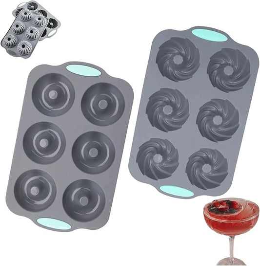Wreath Ice Mold, Christmas Wreath Ice Mold, Holiday Christmas Shaped Silicone Ice Cube Making Trays/Molds, 6 Hole Silicone DIY Mold Suitable for Ice Cubes, Cakes, Soap (2PCS-B)