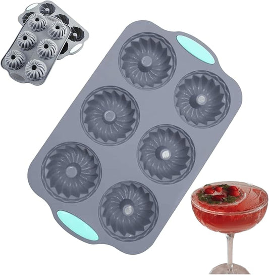 Wreath Ice Mold, Christmas Wreath Ice Mold, Holiday Christmas Shaped Silicone Ice Cube Making Trays/Molds, 6 Hole Silicone DIY Mold Suitable for Ice Cubes, Cakes, Soap (Type-C)