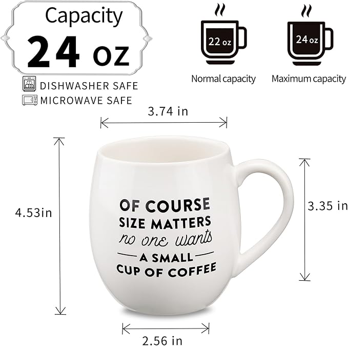 MIECOO Large Ceramic Coffee Mug, 24 Oz Jumbo Coffee Cup for Office and Home | White Big Porcelain Coffee Mug for Latte Milk Tea Cocoa Cereal, Dishwasher and Microwave Safe, Great for Family and Friends - Image 3