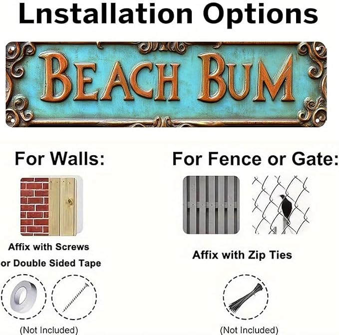 Metal Wall Decor "BEACH BUM" Funny Man Cave Decor Accessories for Home, Bar, Bathroom, Bedroom Unique Retro Tin Signs for Outdoor 4 X 16 inches - Image 5