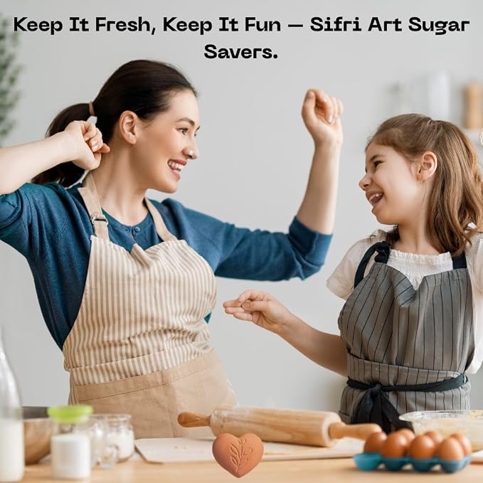 Sifri Brown Sugar Keeper – 3D Terracotta Clay Softener, Unique Moisture Holder for Baking Essentials Like Cookies, Marshmallows, Herbs (1, Heart) - Image 4
