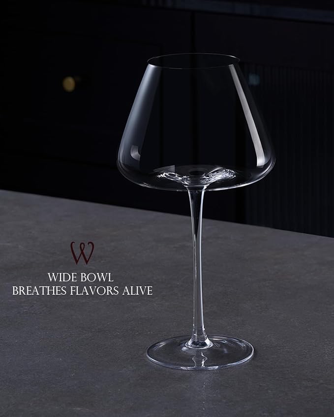 Hand-Blown 23.5OZ Crystal Wine Glasses Set of 4 for Pinot Noir, Burgundy, Bordeaux, Large Lead-Free Crystal Glasses with Unique Bottom Design for Red, White Wine, Big Oversized Glasses - Image 5