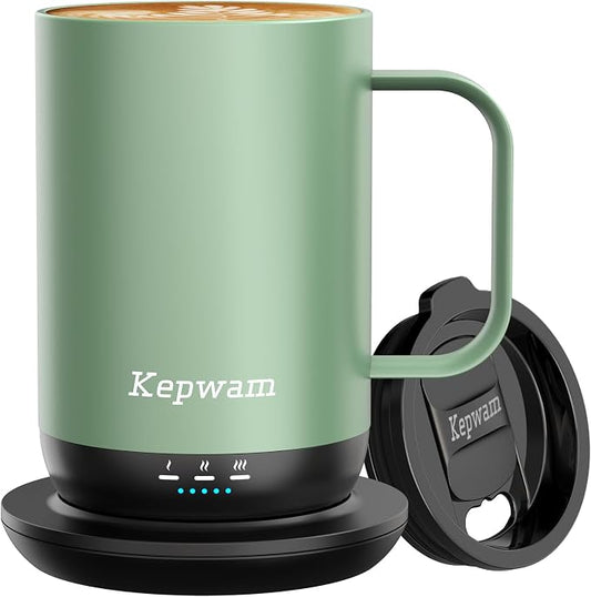 Kepwam Self-Heating Coffee Mug T1, 16oz Rechargeable Heated Coffee Mug, Smart Coffee Warmer Mug with App-Controlled,Advanced Temperature-Controlled Heating Coffee Gifts for Women Men Coffee Lover by Kepwam