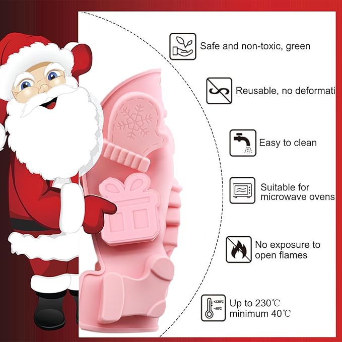 3 Pack Christmas Silicone Chocolate Molds, Xmas Holiday Baking Mold Snowflake Christmas Tree Snowman Gingerbread Man Santa Claus Shape Mold for DIY Candy Soap Candles Jello Cake Pans Cookie Trays