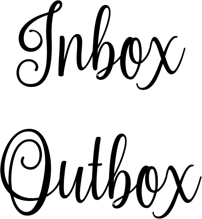 Inbox (4w x 2h) and Outbox (4.5w x 2h) Labels | Home Organization | Die Cut Vinyl Decals | Black Fancy Font (Stickers Only) by MinglewoodTrading