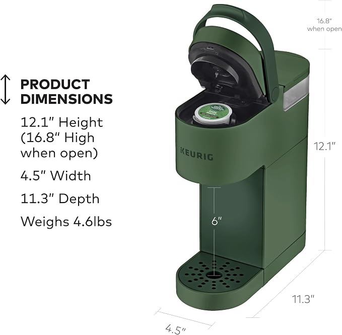 Keurig K-Mini Single Serve K-Cup Pod Coffee Maker, 6 to 12oz Brew size, with Cord Storage, Perfect for Small Spaces, Evergreen | Cord Storage, Small Spaces, Evergreen - Image 4