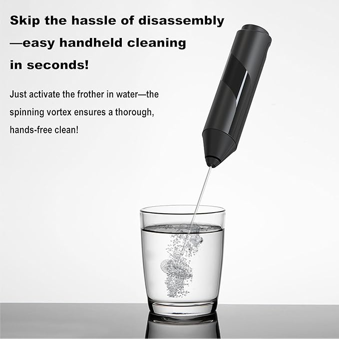 Handheld Milk Frother with Cover- 15-Second Silent Drink Mixer, Travel-Ready with ABS Sleeve, Battery-Powered for Coffee, Matcha & Shakes (With Cover) (With Cover)