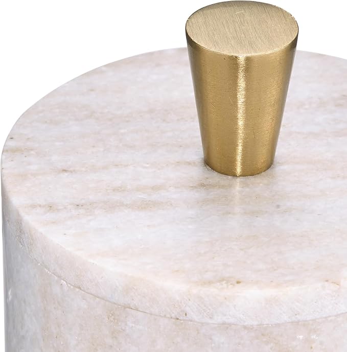 Queenza Marble Salt Cellar with Lid and Brass Knob (Brown) - Image 8