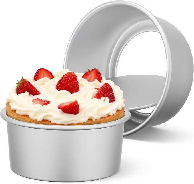 Beasea 6 Inch Round Cake Pan Set of 2, Nonstick Aluminum Alloy Cheesecake Pan with Removable Bottom for Oven Baking by Beasea