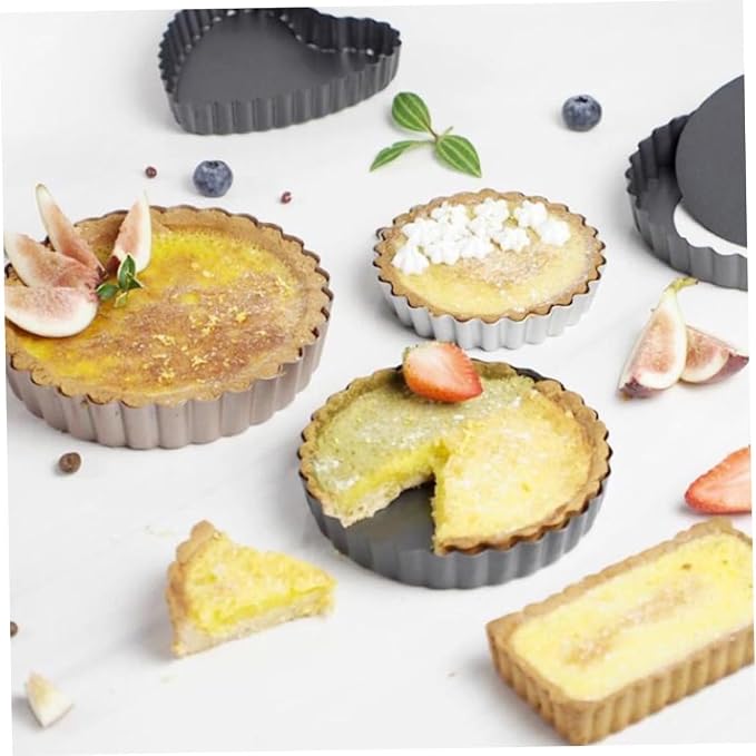 SOLUSTRE 2pcs Non-stick Baking Tray Circle Tart Pans for Home Baking for Pies Quiches and Cheesecakes Beautiful Coating - Image 3