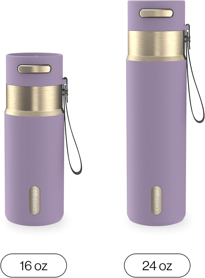 Contigo AutoSeal 16 oz Stainless Steel Vacuum-Insulated Water Bottle with Leakproof Push-Button Spout & Lock, Carry Strap, BPA-Free & Lead-Free, Dishwasher Safe - Image 4