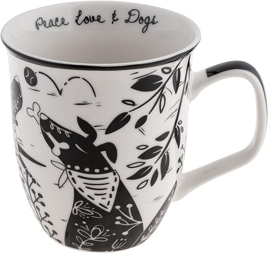Karma Gifts 16 oz Black and White Boho Mug Dog - Cute Coffee and Tea Mug - Ceramic Coffee Mugs for Women and Men by KarmaGifts
