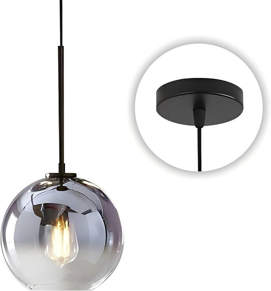 KCO Lighting Modern Black Globe Pendant Light Mercury Glass Ceiling Pendant Light Mid Century Silver Kitchen Pendant Lighting Over Island Dining Room Light Fixtures Over Table by KCOLighting