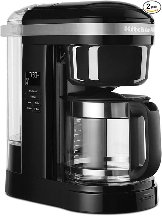 KitchenAid 12 Cup Drip Coffee Maker with Spiral Showerhead, KCM1208 | Onyx Black, Even Saturation for Rich Coffee Flavor, Easy-to-fill Removable Water Tank, Programmable Warming Plate by Unknown