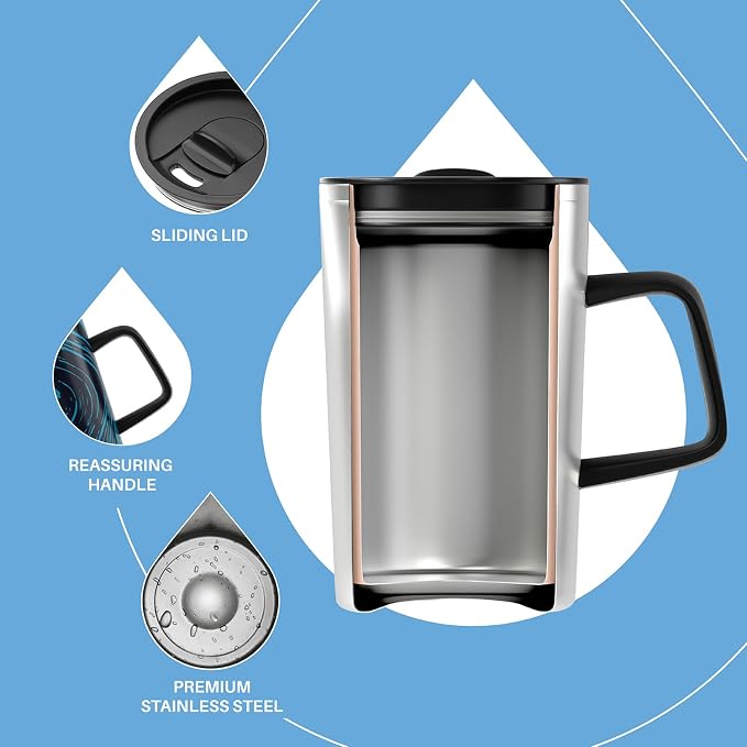 Ideus 16 oz Insulated Stainless Steel Coffee Mug with Lid, Blue Zebra | Perfect for home, office, or daily use| Easy to clean wide mouth| Sweat-proof| On the go - Image 3
