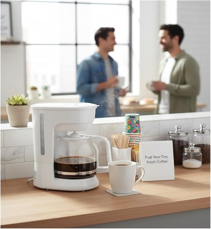 Coffee Makers, 12-Cup Coffee Machines with Reusable Filter | Removable Filter Basket, Keep Hot(White) - Image 8